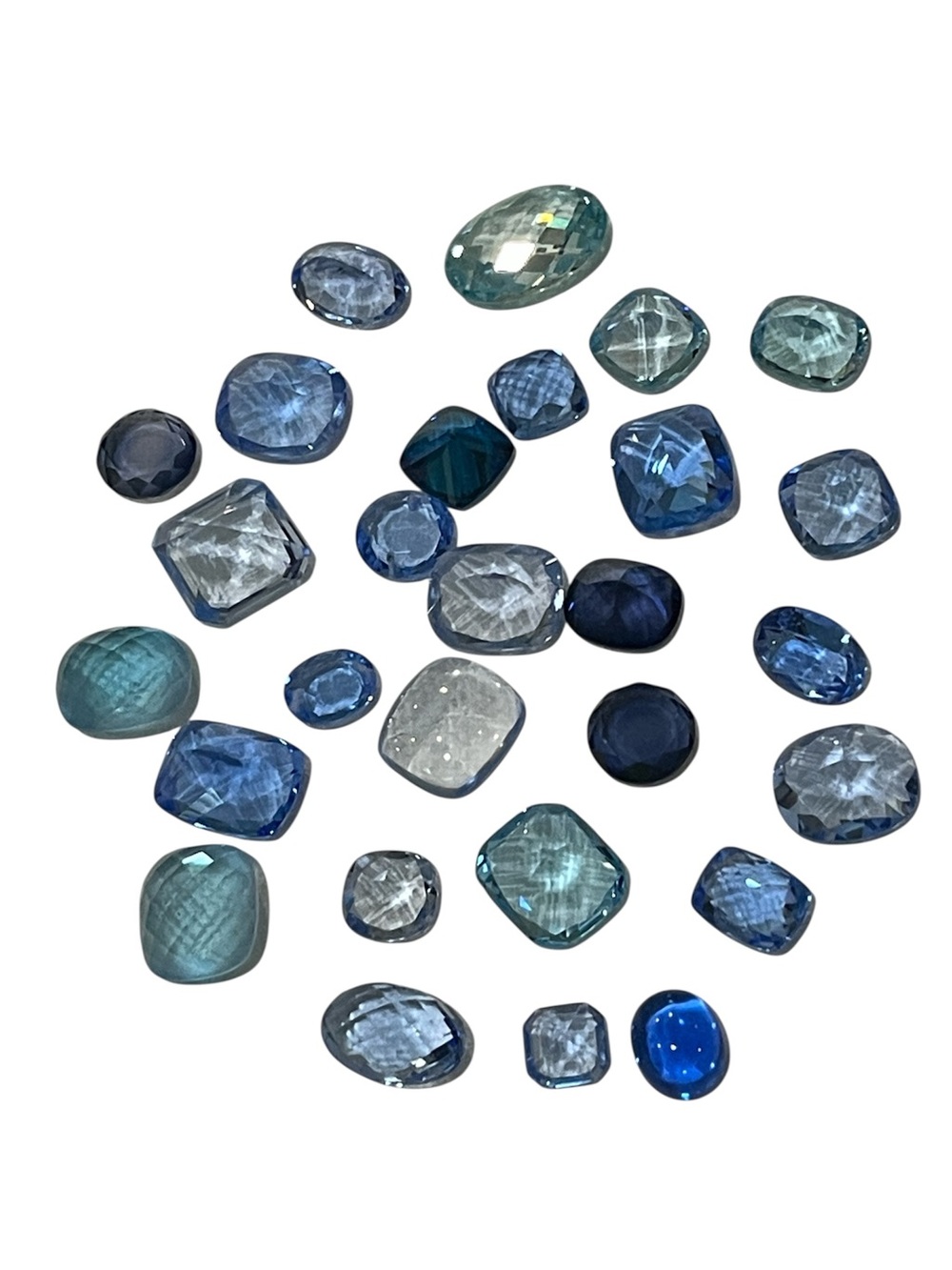 Loose Assorted Blue Quartz Glass Gems - Mixed Shapes - 28 Stones 💎 💎 💎